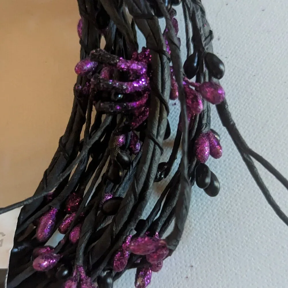 NWT Goth Spider Garland Halloween Decoration Purple Black Floral Ashland Decor